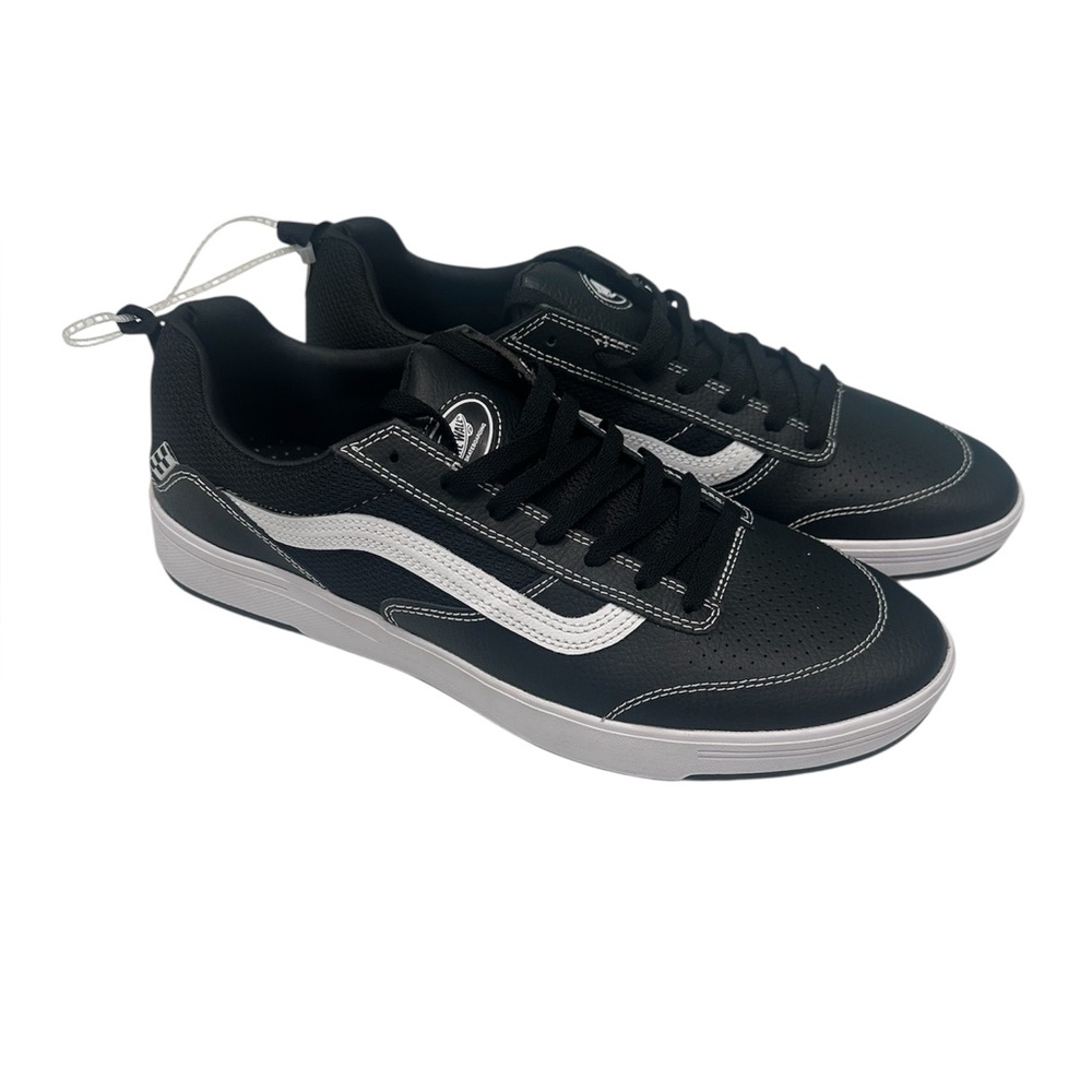 Vans Men's Zahba Leather Black White Striped‎ Skate Shoes Size 13 NWOB